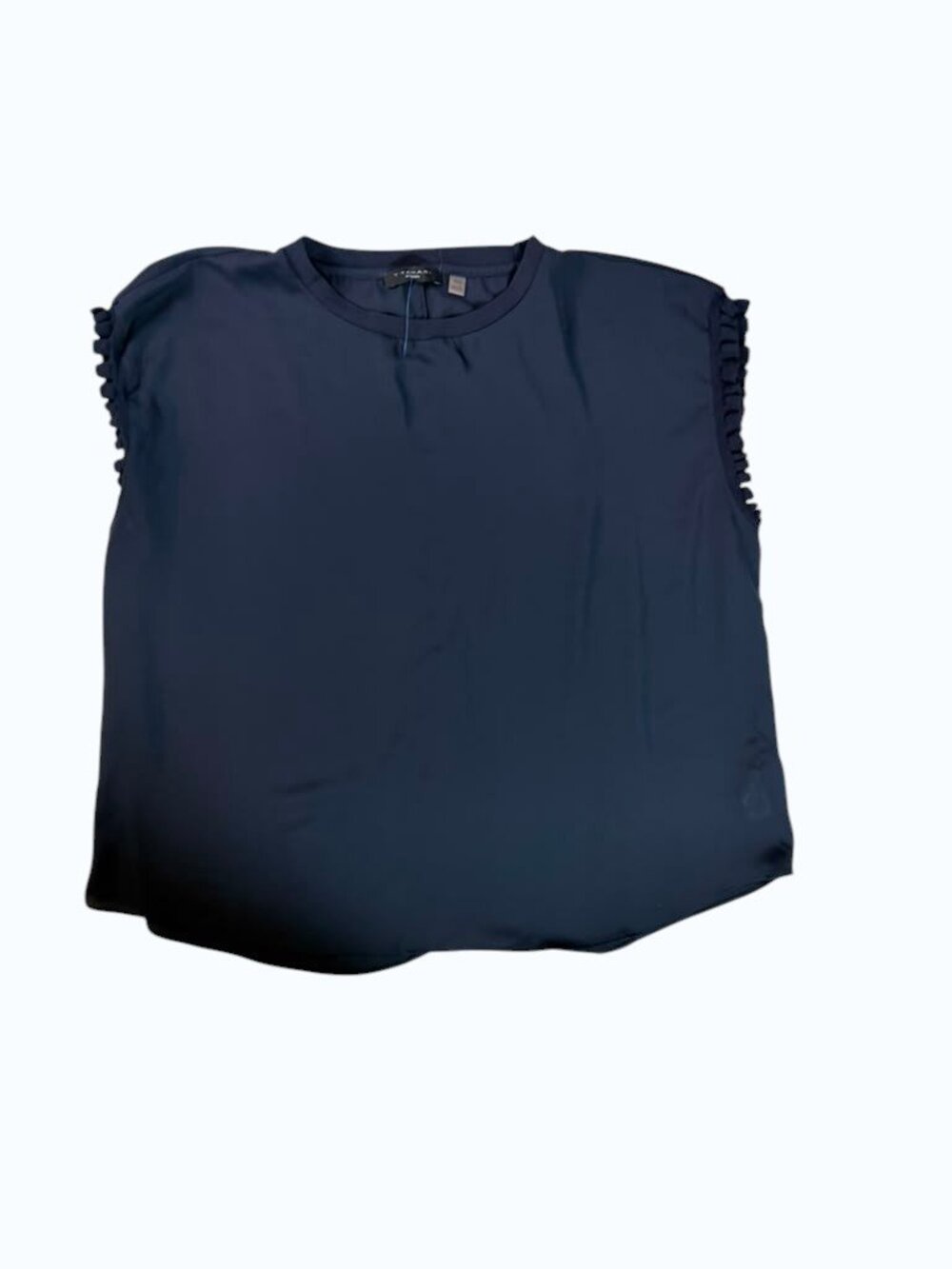 Tahari Navy Ruffle Sleeve Blouse 1X NWOT Career Chic Plus Size